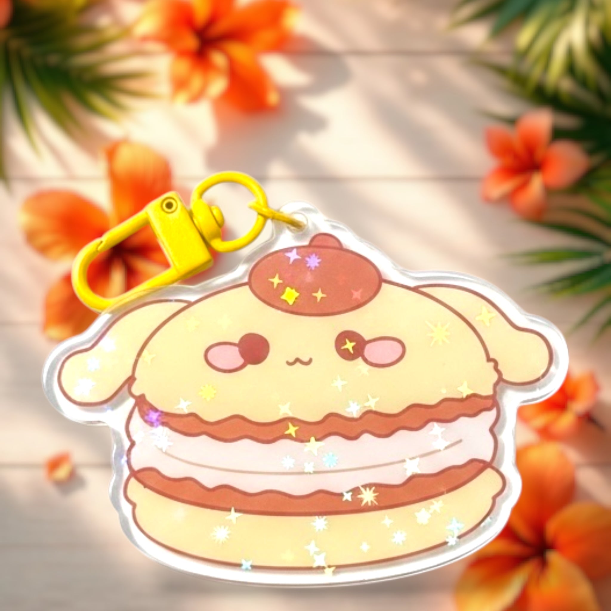Pom Macaron 2.5” Holographic Acrylic Keychain
