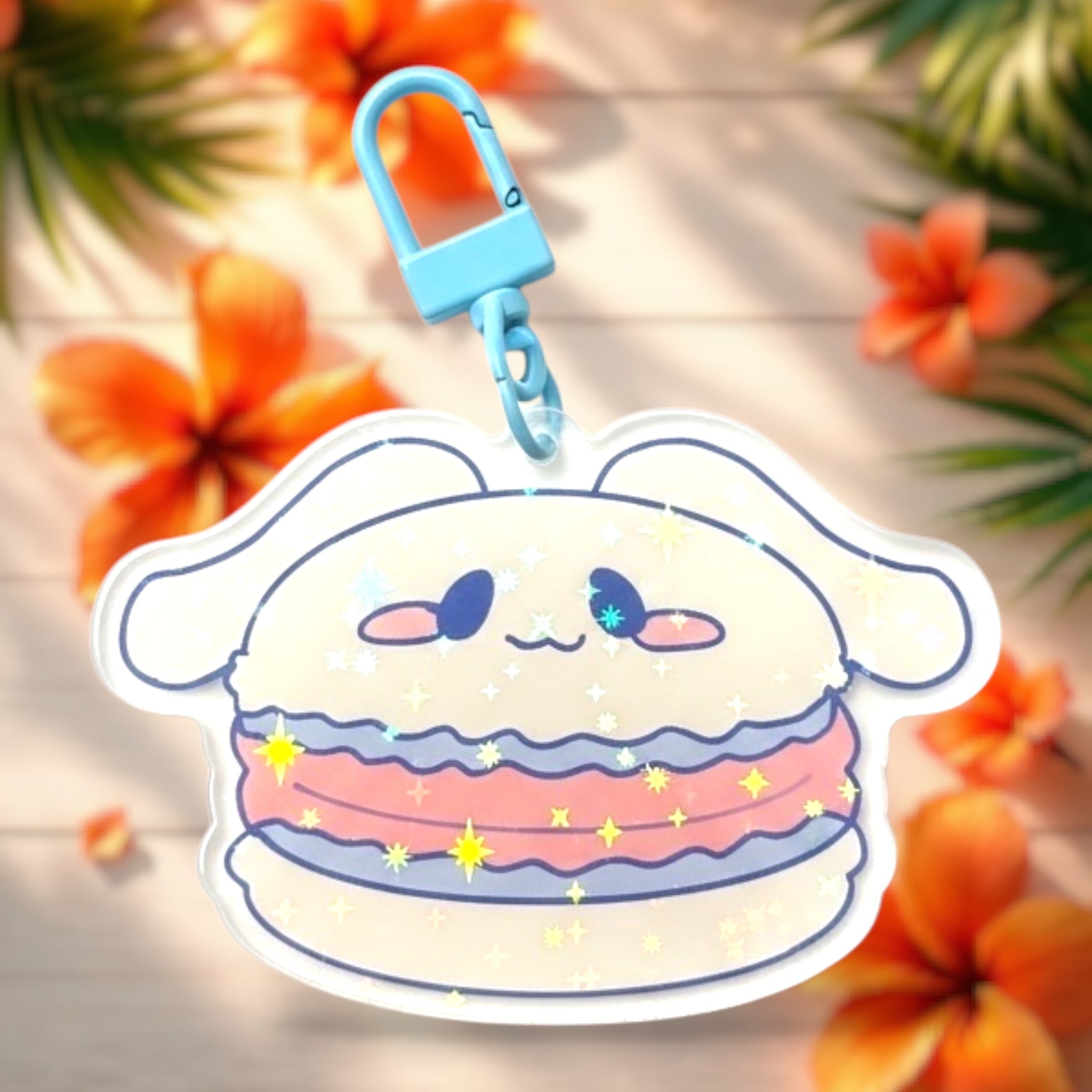 Cinna Macaron 2.5” Holographic Acrylic Keychain