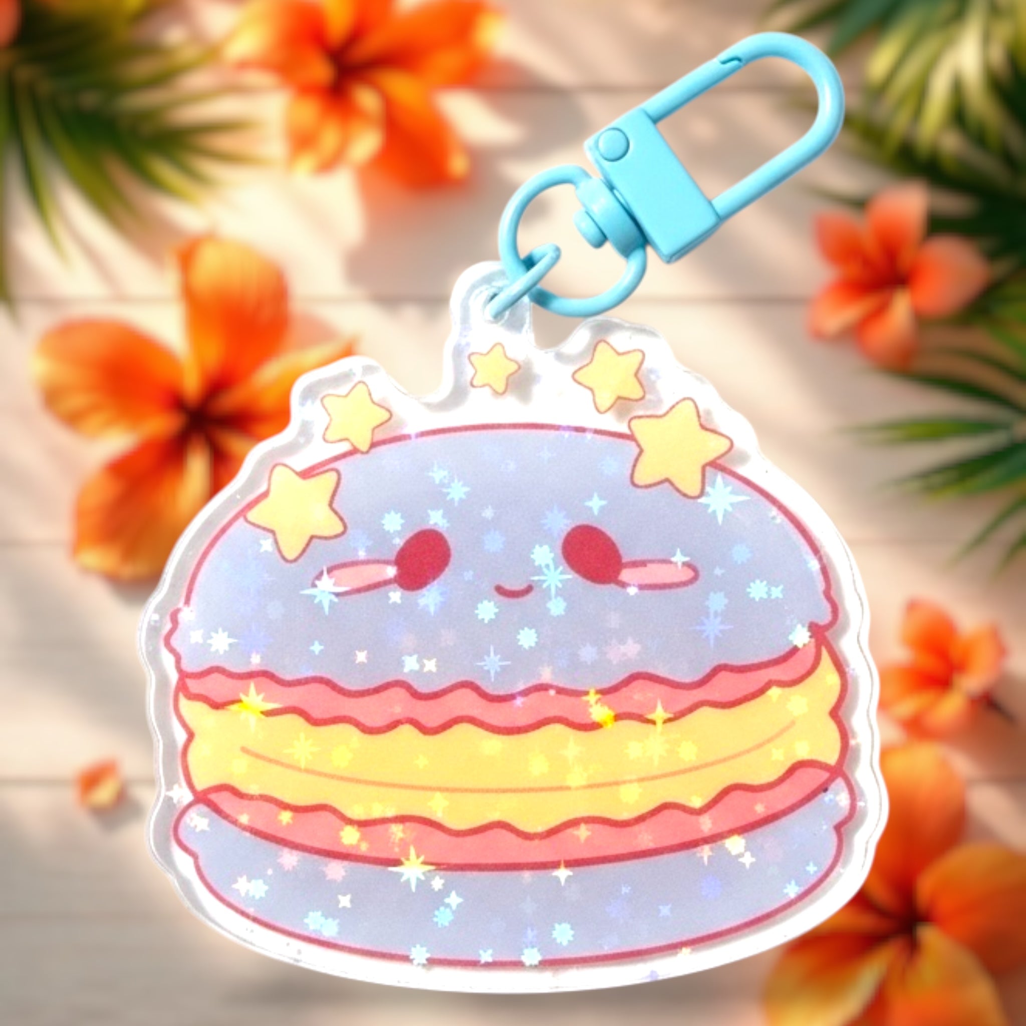 Blue Twin Macaron 2.5” Holographic Acrylic Keychain