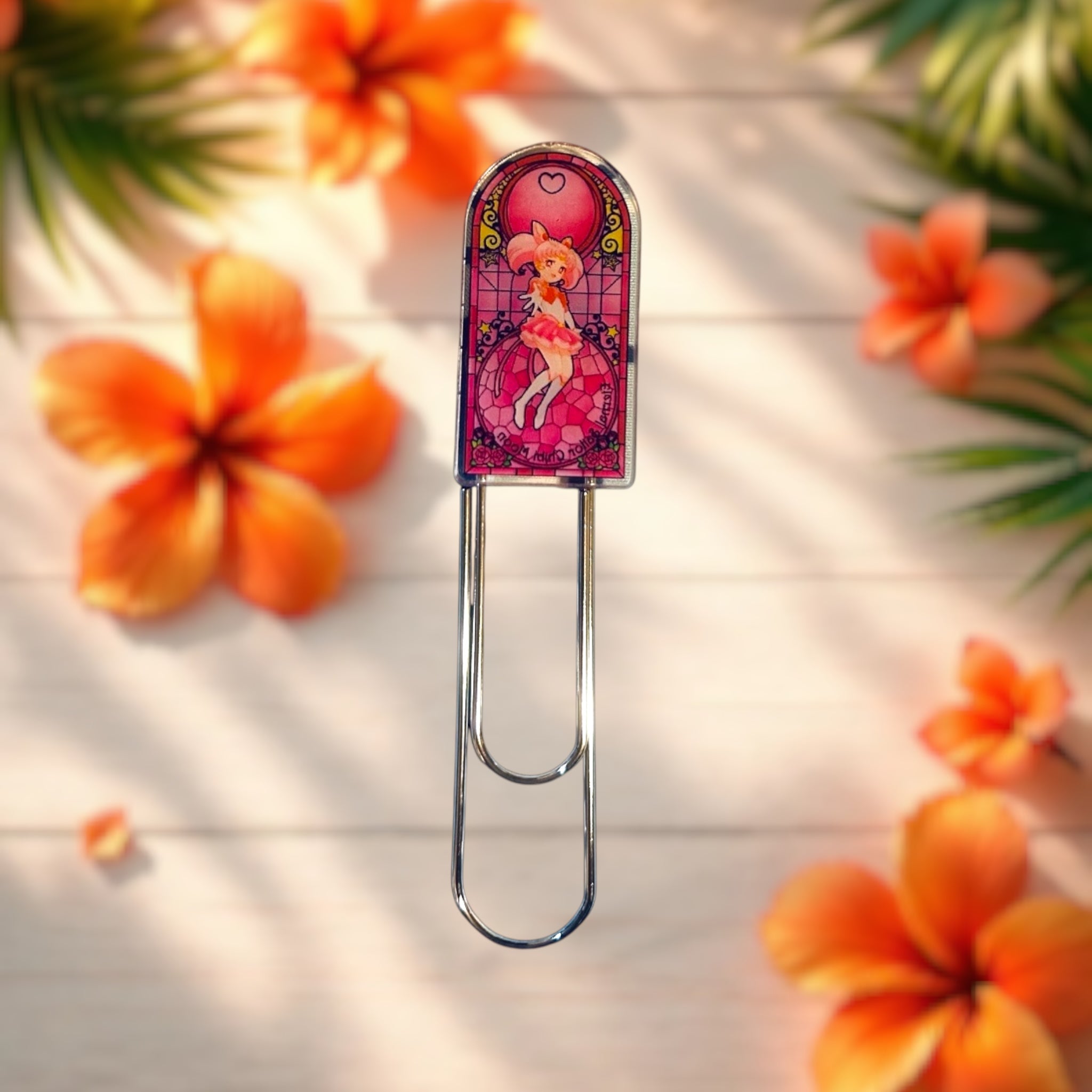 Stained Pink Jumbo Paper Clip